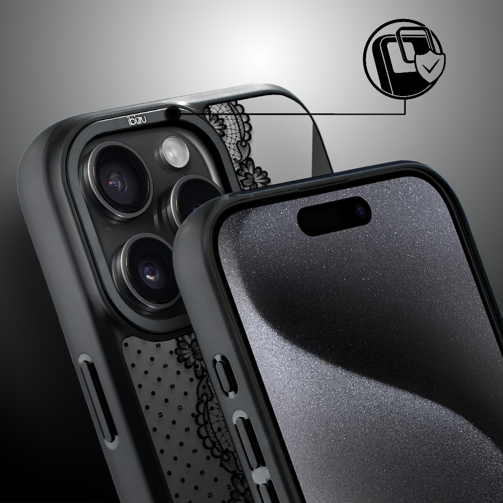 Etui do iPhone 15 Pro Max IBIZU DropGuard Matt z MagSafe, Midnight, Ornamentowa koronka (7)