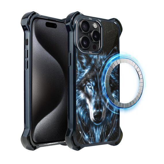 Etui do iPhone 15 Pro Max IBIZU DropGuard Ultra z MagSafe, Wilki, Lodowy wilk (6)
