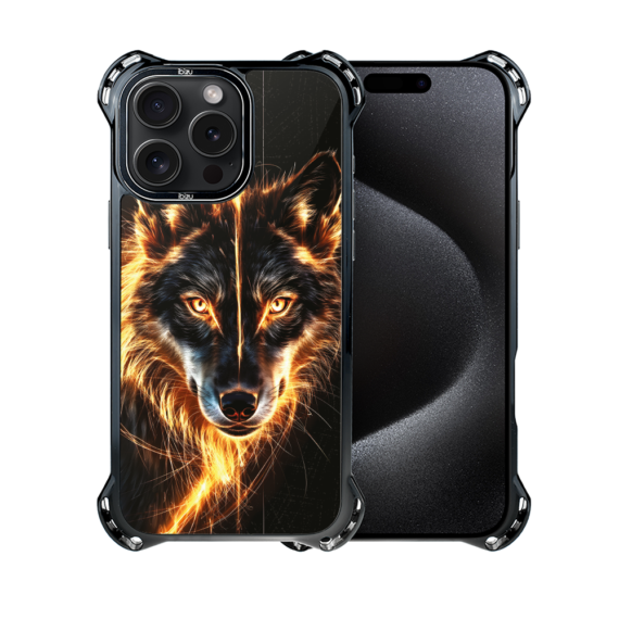 Etui do iPhone 15 Pro Max IBIZU DropGuard Ultra z MagSafe, Wilki, Ognisty wilk (5)