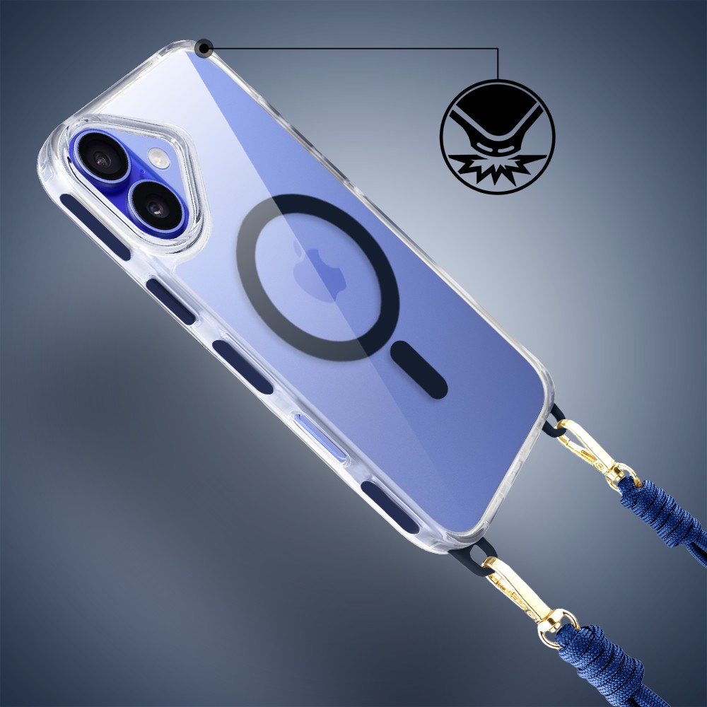 Etui do iPhone 16 Magsafe Slim Crossbody, jak torebka, granatowe (6)