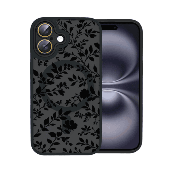 Etui do iPhone 16 Plus Color Flush z MagSafe, z osłoną aparatu, cienisty ogród, czarne