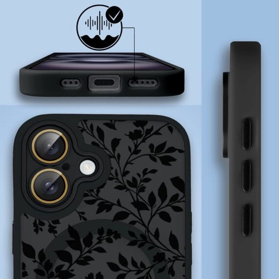 Etui do iPhone 16 Plus Color Flush z MagSafe, z osłoną aparatu, cienisty ogród, czarne (3)