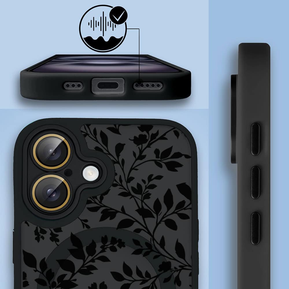 Etui do iPhone 16 Plus Color Flush z MagSafe, z osłoną aparatu, cienisty ogród, czarne (3)