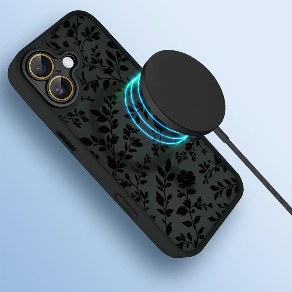 Etui do iPhone 16 Plus Color Flush z MagSafe, z osłoną aparatu, cienisty ogród, czarne (6)