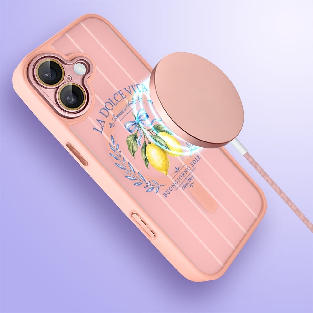 Etui do iPhone 16 Plus Color Flush z MagSafe, z osłoną aparatu, cytrynowa dolce vita, różowe (2)