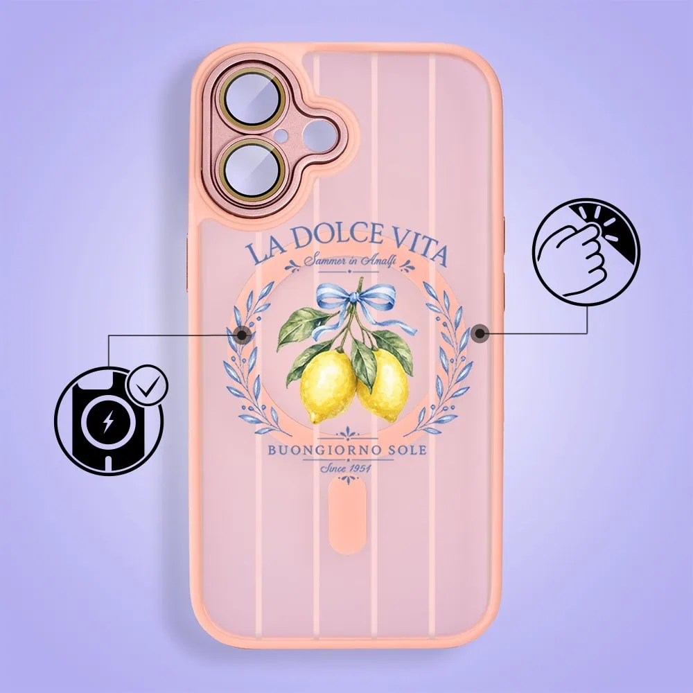 Etui do iPhone 16 Plus Color Flush z MagSafe, z osłoną aparatu, cytrynowa dolce vita, różowe (3)