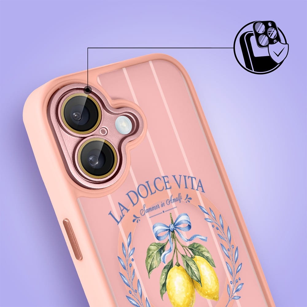 Etui do iPhone 16 Plus Color Flush z MagSafe, z osłoną aparatu, cytrynowa dolce vita, różowe (6)