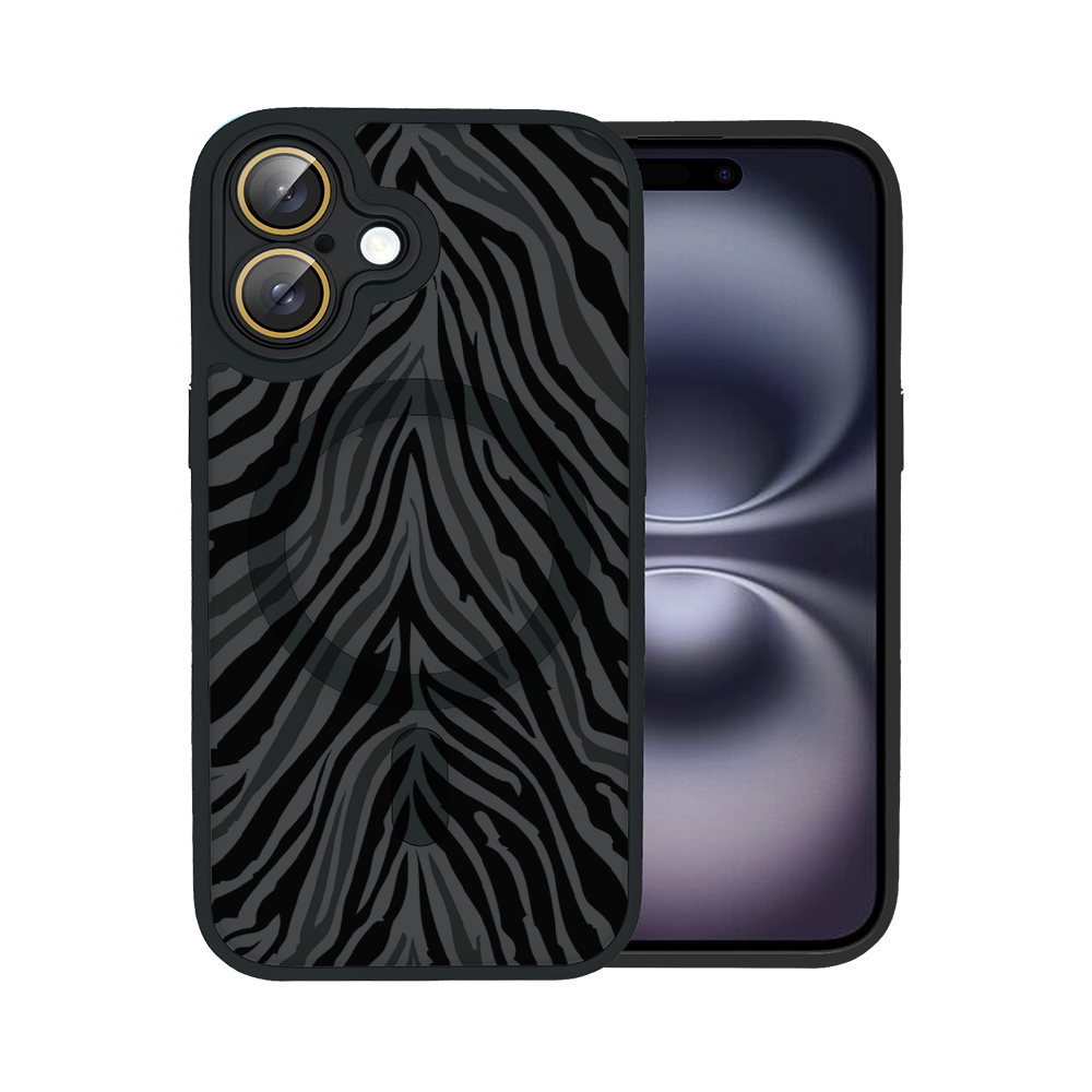 Etui do iPhone 16 Color Flush z MagSafe, z osłoną aparatu, hipnotyczna zebra, czarne