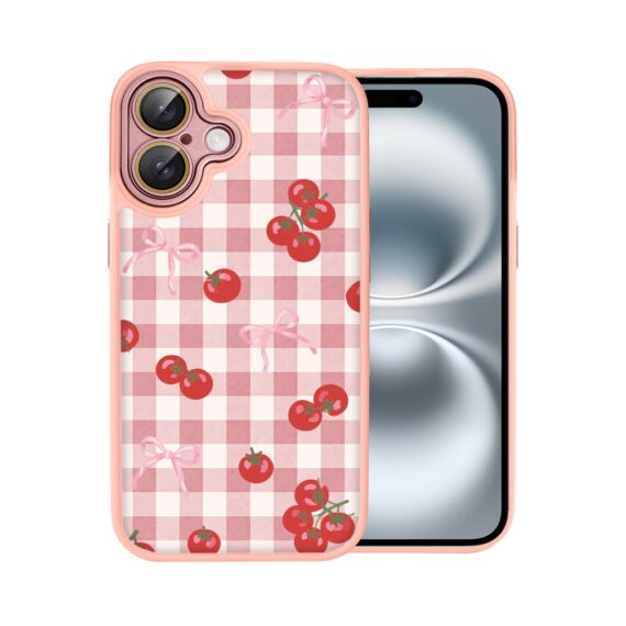 Etui do iPhone 16 Plus Color Flush z MagSafe, z osłoną aparatu, kratka pomodoro, różowe (2)