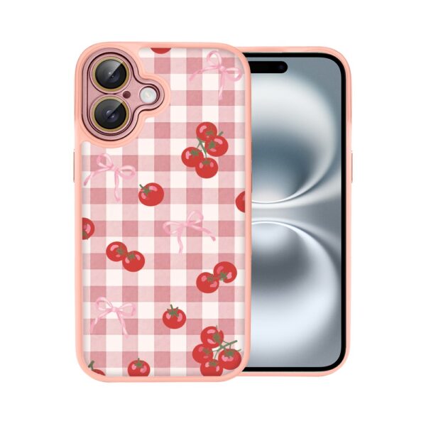 Etui do iPhone 16 Color Flush z MagSafe, z osłoną aparatu, kratka pomodoro, różowe