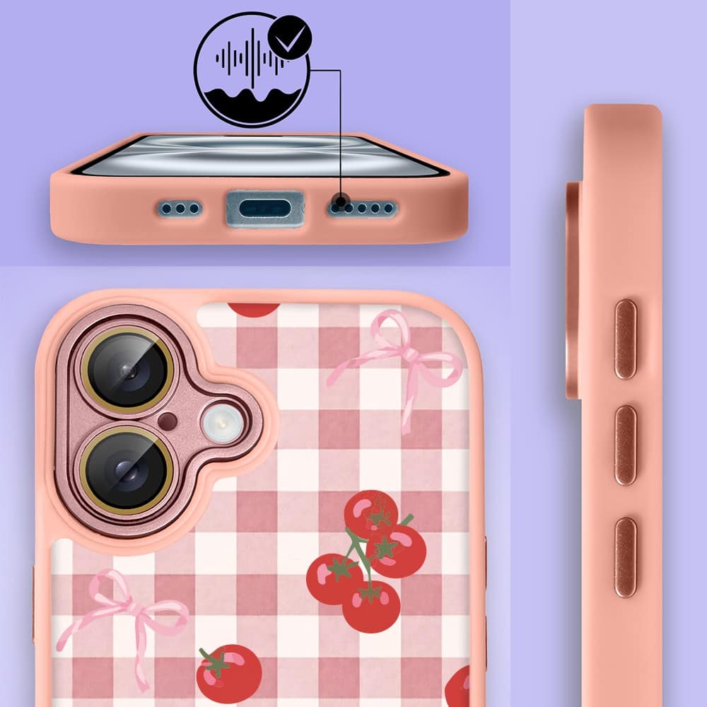 Etui do iPhone 16 Plus Color Flush z MagSafe, z osłoną aparatu, kratka pomodoro, różowe (3)