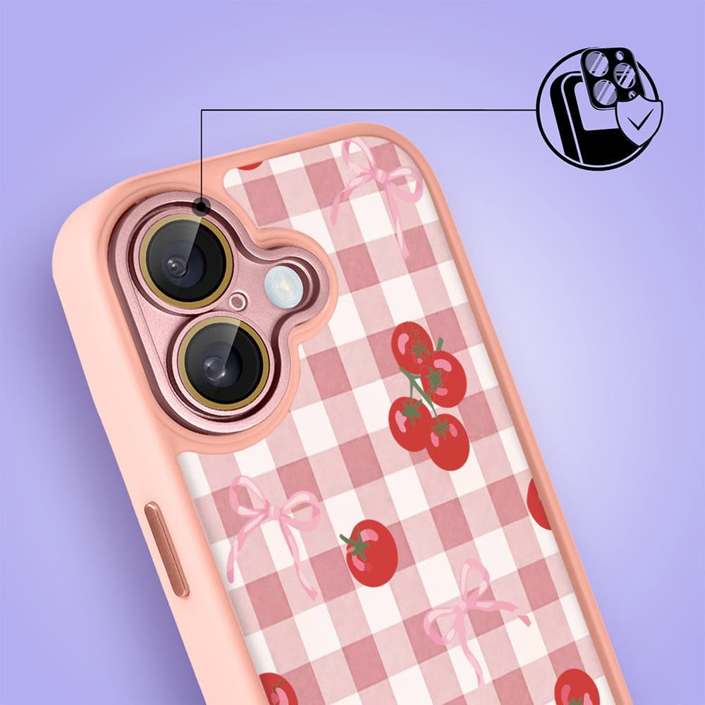 Etui do iPhone 16 Plus Color Flush z MagSafe, z osłoną aparatu, kratka pomodoro, różowe (4)