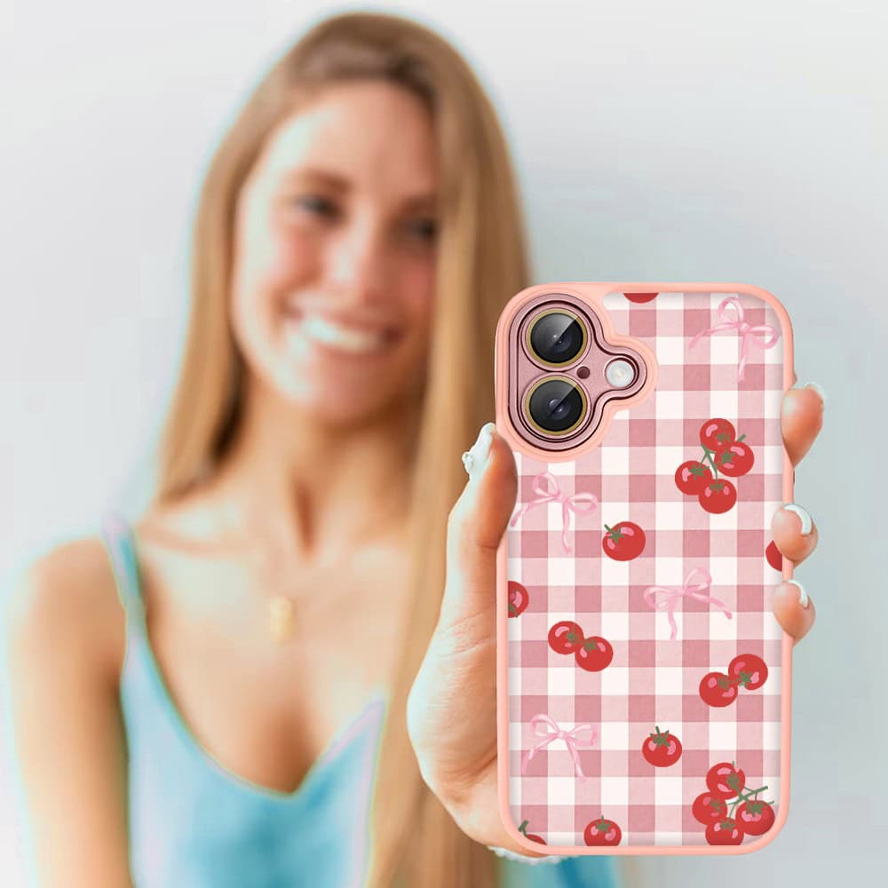 Etui do iPhone 16 Plus Color Flush z MagSafe, z osłoną aparatu, kratka pomodoro, różowe (5)