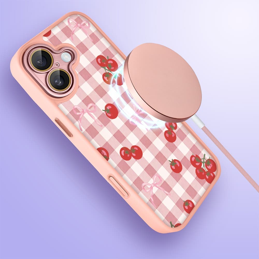 Etui do iPhone 16 Plus Color Flush z MagSafe, z osłoną aparatu, kratka pomodoro, różowe (6)