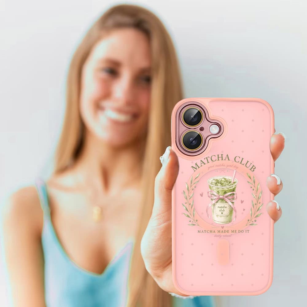Etui do iPhone 16 Plus Color Flush z MagSafe, z osłoną aparatu, matcha club, różowe (2)
