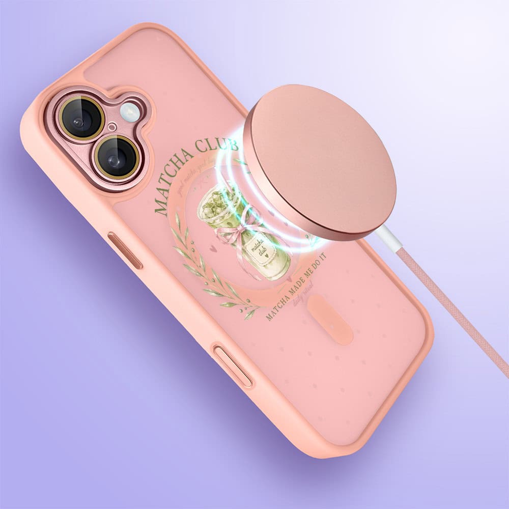 Etui do iPhone 16 Plus Color Flush z MagSafe, z osłoną aparatu, matcha club, różowe (3)