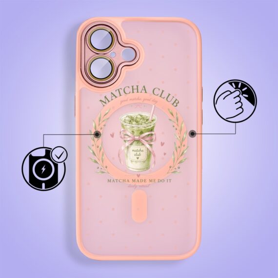 Etui do iPhone 16 Plus Color Flush z MagSafe, z osłoną aparatu, matcha club, różowe (4)