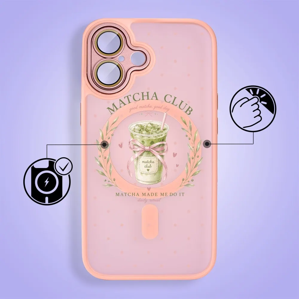 Etui do iPhone 16 Plus Color Flush z MagSafe, z osłoną aparatu, matcha club, różowe (4)