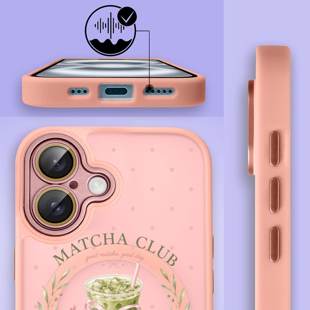 Etui do iPhone 16 Plus Color Flush z MagSafe, z osłoną aparatu, matcha club, różowe (6)