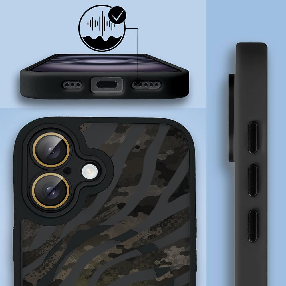 Etui do iPhone 16 Plus Color Flush z MagSafe, z osłoną aparatu, miejski kamuflaż, czarne (5)