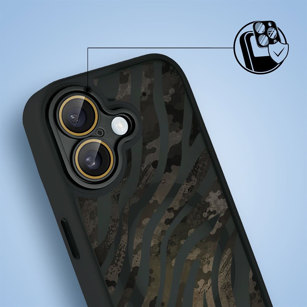 Etui do iPhone 16 Plus Color Flush z MagSafe, z osłoną aparatu, miejski kamuflaż, czarne (6)