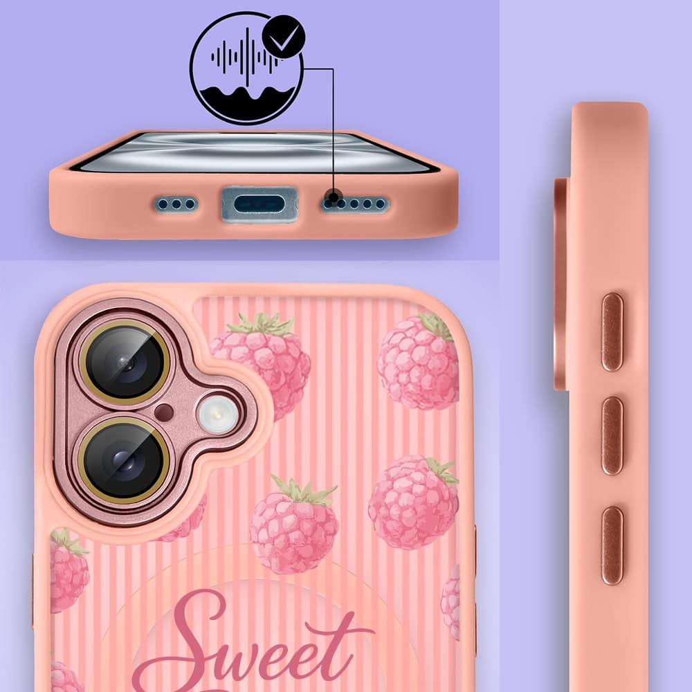 Etui do iPhone 16 Plus Color Flush z MagSafe, z osłoną aparatu, słodka malina, różowe (4)