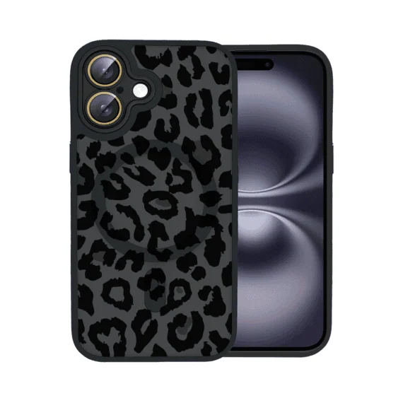 Etui do iPhone 16 Plus Color Flush z MagSafe, z osłoną aparatu, subtelna panterka, czarne (6)