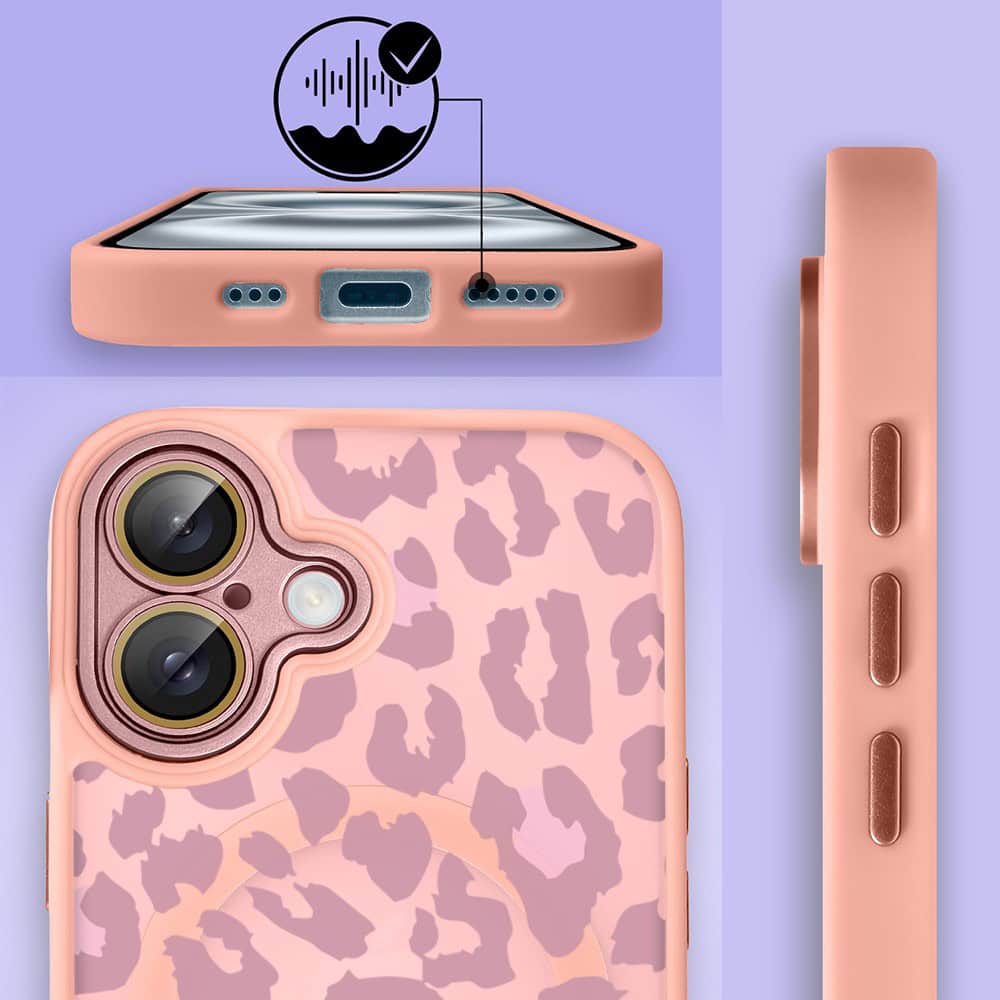 Etui do iPhone 16 Plus Color Flush z MagSafe, z osłoną aparatu, subtelna panterka, różowe (1)