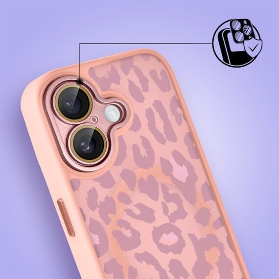 Etui do iPhone 16 Plus Color Flush z MagSafe, z osłoną aparatu, subtelna panterka, różowe (2)