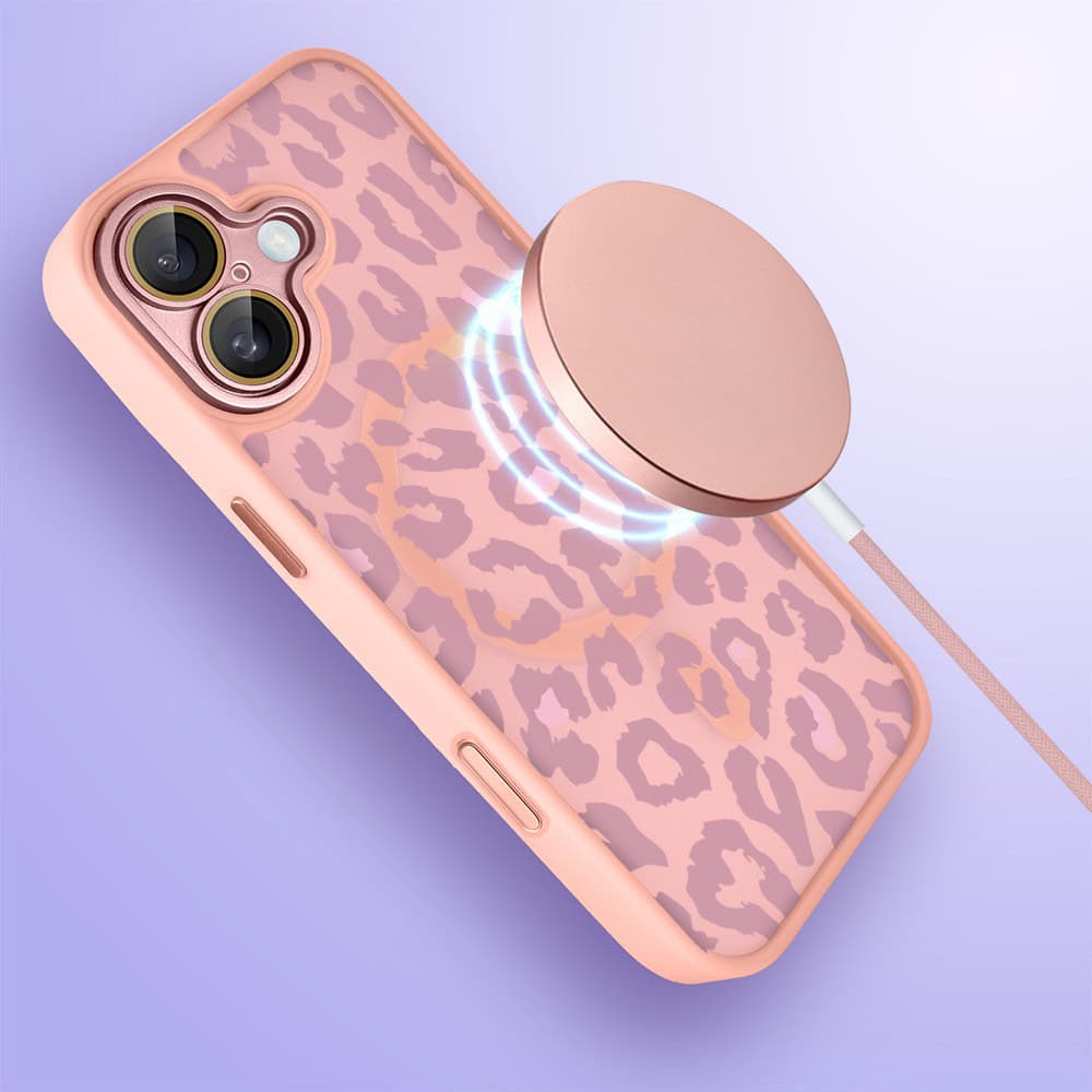 Etui do iPhone 16 Plus Color Flush z MagSafe, z osłoną aparatu, subtelna panterka, różowe (4)