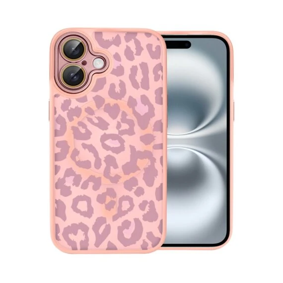Etui do iPhone 16 Plus Color Flush z MagSafe, z osłoną aparatu, subtelna panterka, różowe (6)