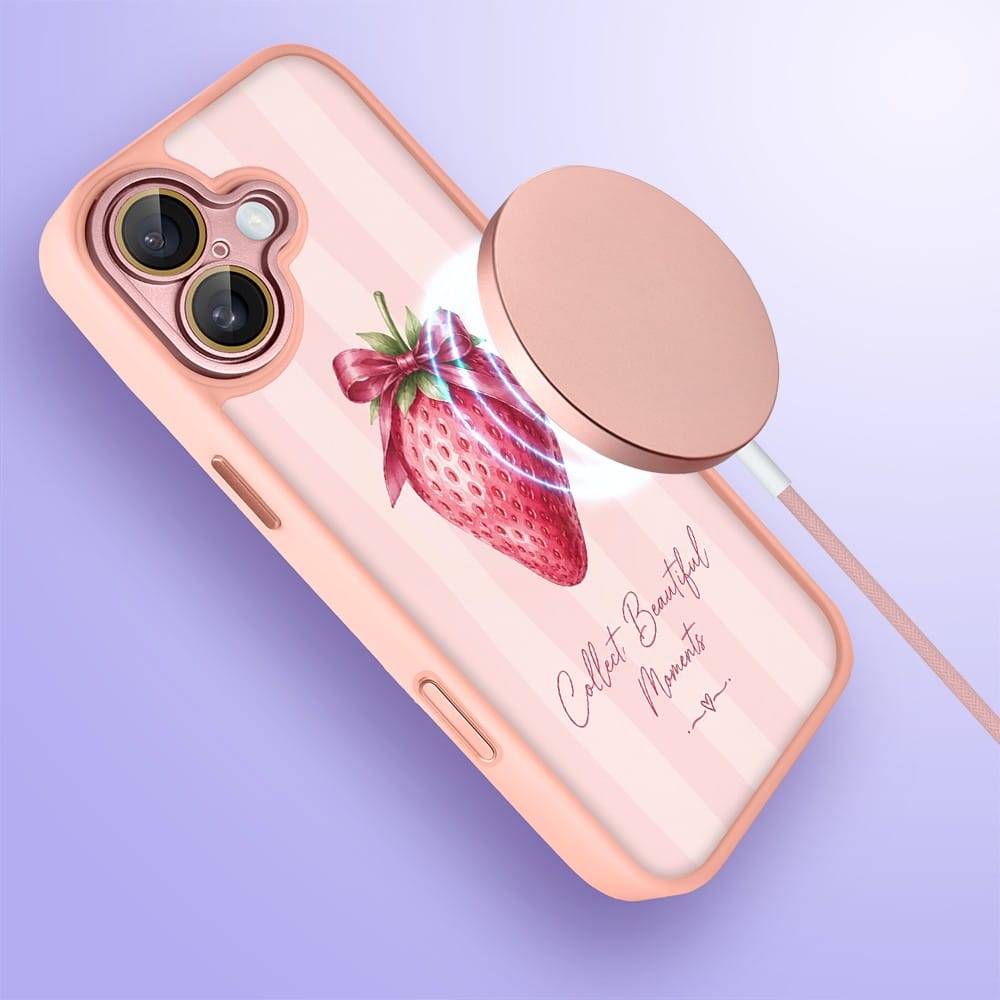 Etui do iPhone 16 Plus Color Flush z MagSafe, z osłoną aparatu, truskawkowy moment, różowe (2)