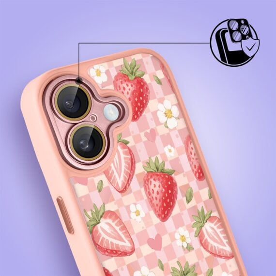 Etui do iPhone 16 Plus Color Flush z MagSafe, z osłoną aparatu, truskawkowy piknik, różowe (5)