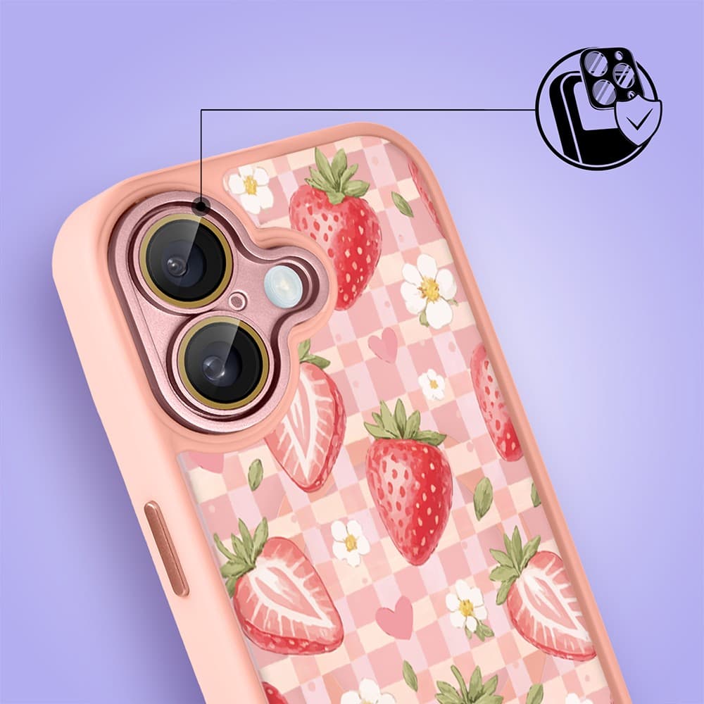 Etui do iPhone 16 Plus Color Flush z MagSafe, z osłoną aparatu, truskawkowy piknik, różowe (5)