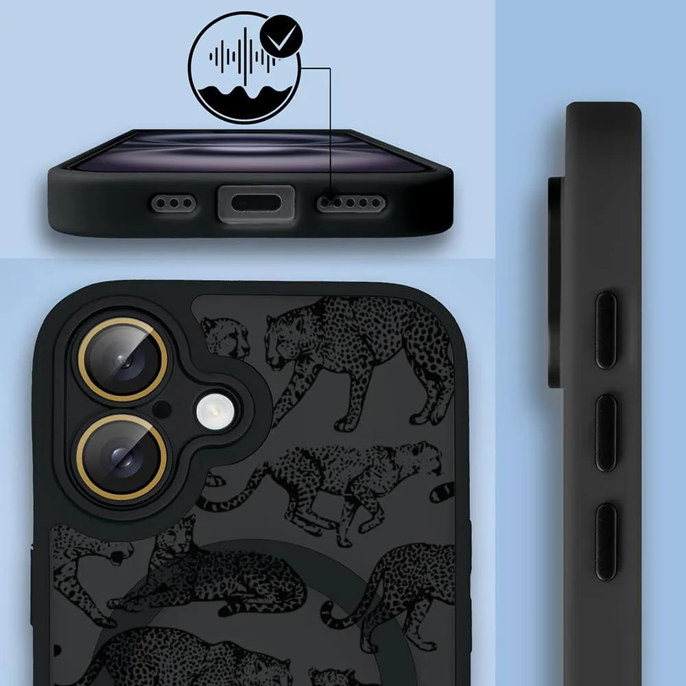 Etui do iPhone 16 Plus Color Flush z MagSafe, z osłoną aparatu, wesołe gepardy, czarne (6)