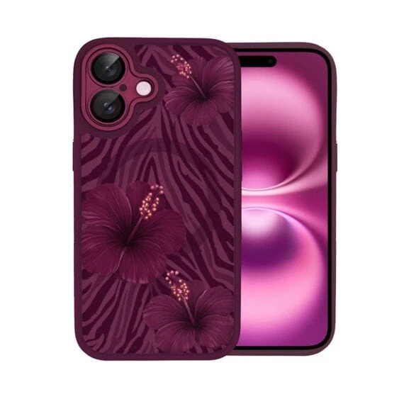 Etui do iPhone 16 Plus, Color Flush z Magsafe, z osłoną aparatu, egzotyczny hibiskus, wiśniowe (6)
