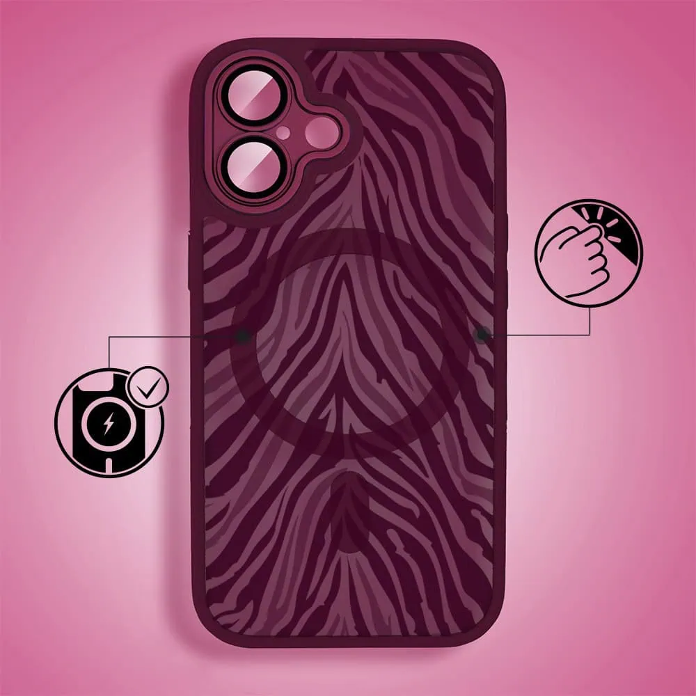 Etui do iPhone 16 Plus, Color Flush z Magsafe, z osłoną aparatu, hipnotyczna zebra, wiśniowe (1)