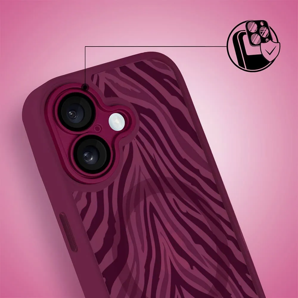 Etui do iPhone 16 Plus, Color Flush z Magsafe, z osłoną aparatu, hipnotyczna zebra, wiśniowe (3)