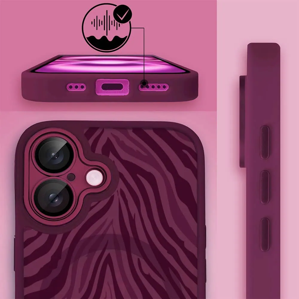 Etui do iPhone 16 Plus, Color Flush z Magsafe, z osłoną aparatu, hipnotyczna zebra, wiśniowe (5)
