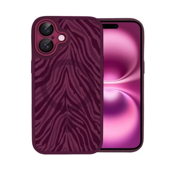 Etui do iPhone 16 Plus, Color Flush z Magsafe, z osłoną aparatu, hipnotyczna zebra, wiśniowe (6)