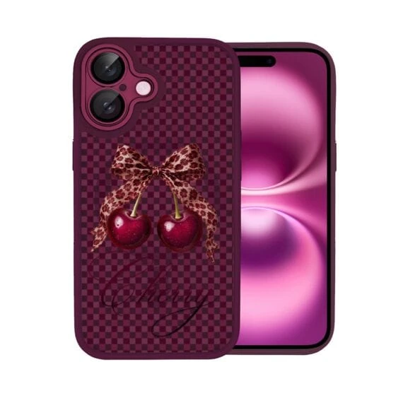 Etui do iPhone 16 Plus, Color Flush z Magsafe, z osłoną aparatu, kokieteryjna wiśnia, wiśniowe (3)