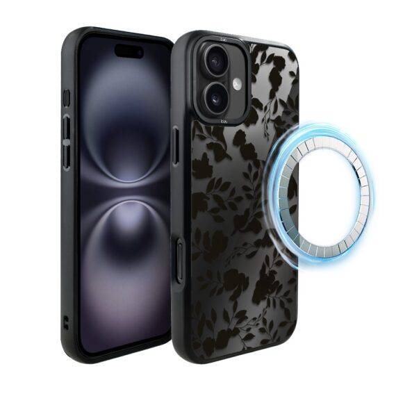 Etui do iPhone 16 Plus IBIZU DropGuard Matt z MagSafe, Midnight, Cienie liści, poprawne (6)
