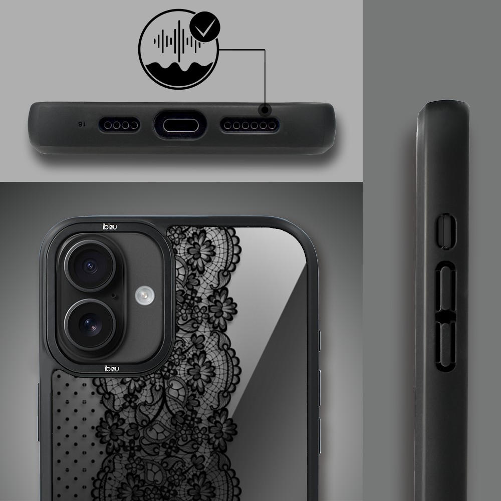 Etui do iPhone 16 Plus IBIZU DropGuard Matt z MagSafe, Midnight, Ornamentowa koronka (2)
