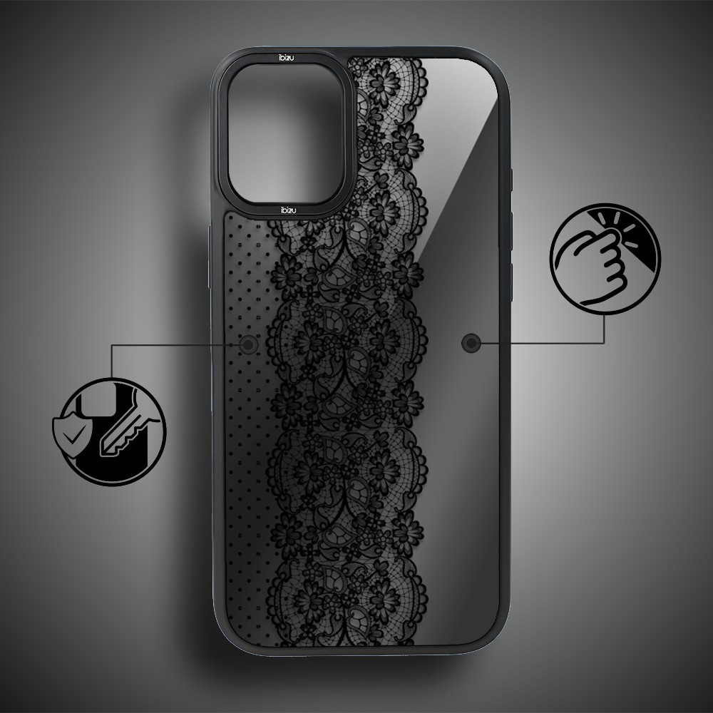 Etui do iPhone 16 Plus IBIZU DropGuard Matt z MagSafe, Midnight, Ornamentowa koronka (5)