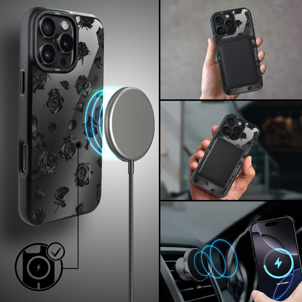 Etui do iPhone 16 Pro IBIZU DropGuard Matt z MagSafe, Midnight, Sen róż, poprawne (7)
