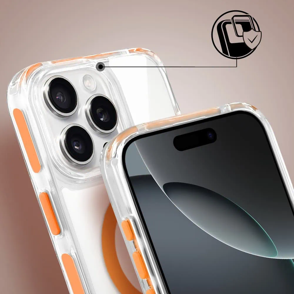 Etui do iPhone 16 Pro, MagSafe, ze smyczą, na ramię, crossbody, pomarańczowe (3)