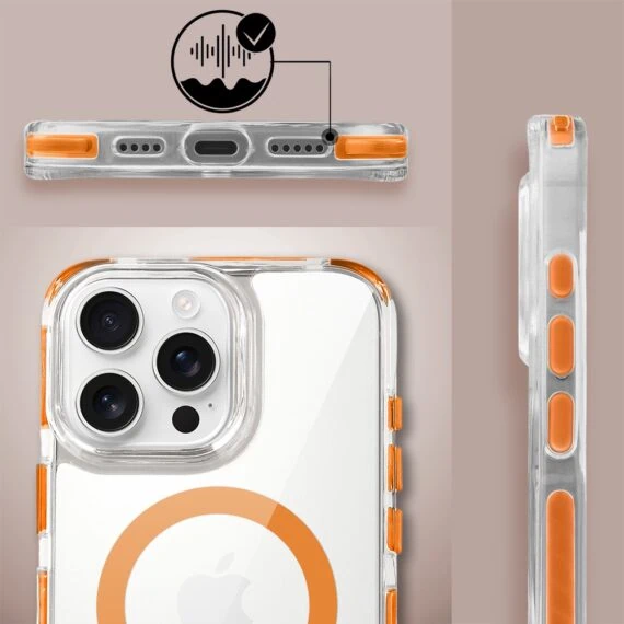 Etui do iPhone 16 Pro, MagSafe, ze smyczą, na ramię, crossbody, pomarańczowe (4)