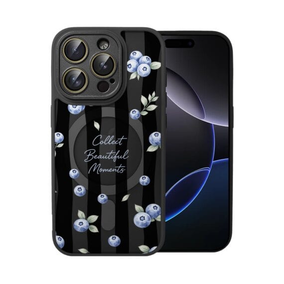 Etui do iPhone 16 Pro Max Color Flush z MagSafe, z osłoną aparatu, borówkowy rytm, czarne (1)