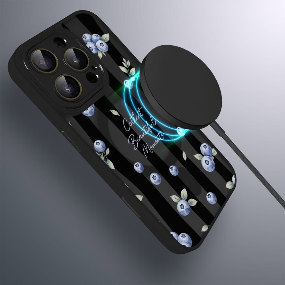 Etui do iPhone 16 Pro Max Color Flush z MagSafe, z osłoną aparatu, borówkowy rytm, czarne (3)