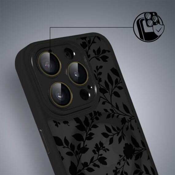Etui do iPhone 16 Pro Max Color Flush z MagSafe, z osłoną aparatu, cienisty ogród, czarne (3)